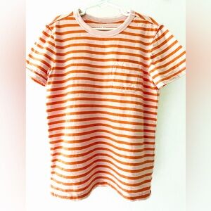 Kids Primary Orange & Pink Striped Pocket T-Shirt